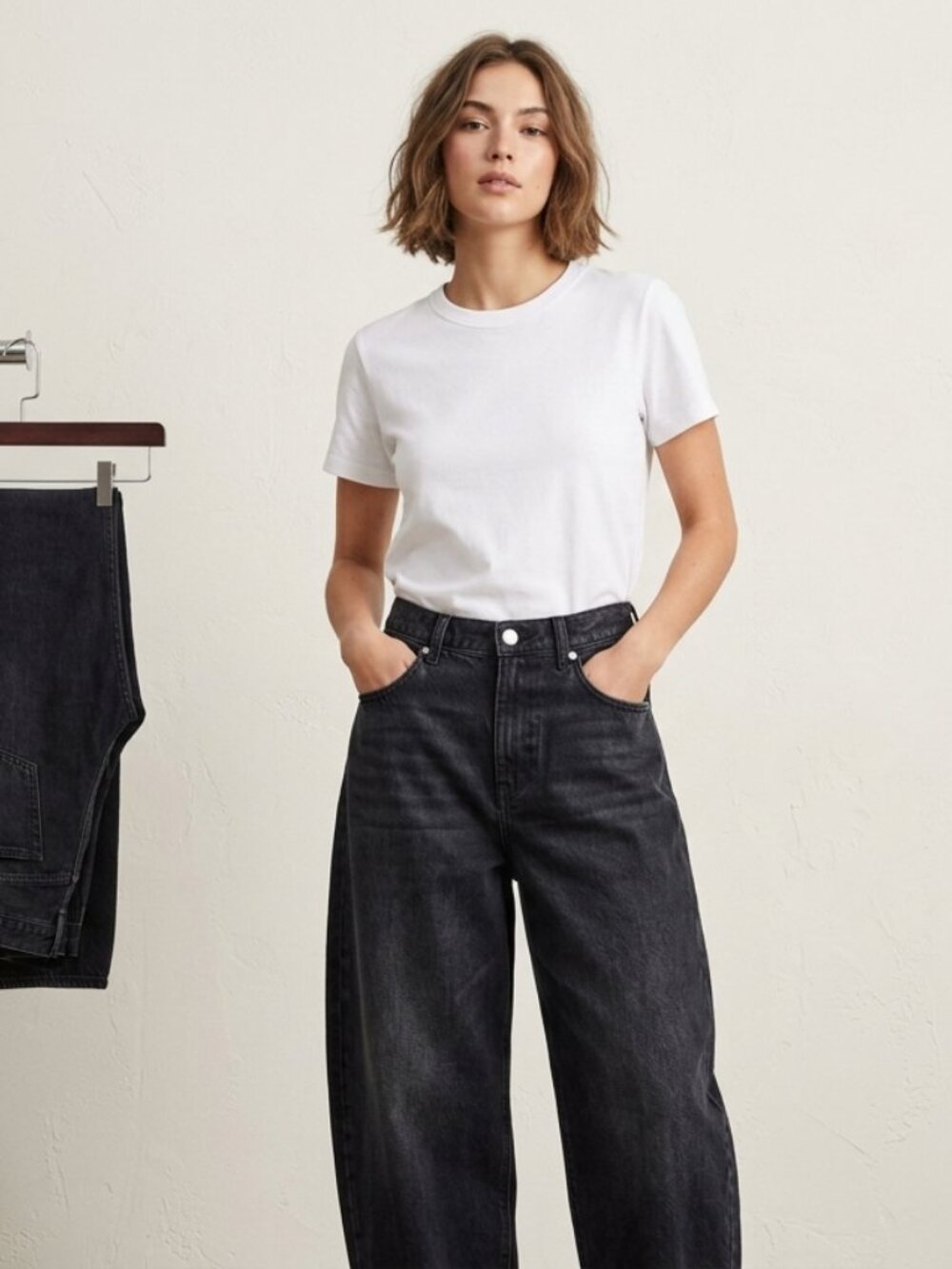 ZARA Barrel Jeans Distressed Fade Washed Black Teens 13-14 / US-2